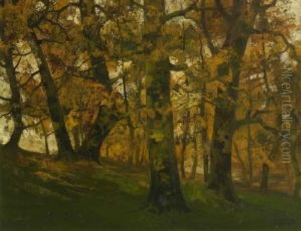 Herbstgold Oil Painting by Anton Mueller-Wischin