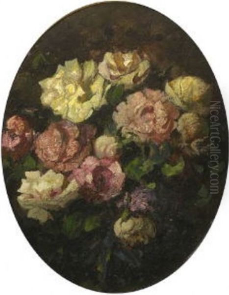 Pfingstrosen Oil Painting by Anton Mueller-Wischin