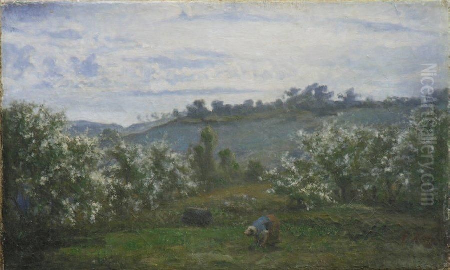 Femme A La Cueillette Oil Painting by Pierre Billet