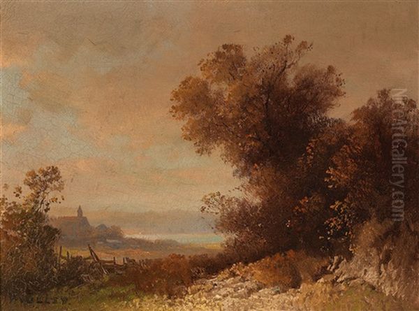 Romantische Landschaft Oil Painting by Oskar Mulley