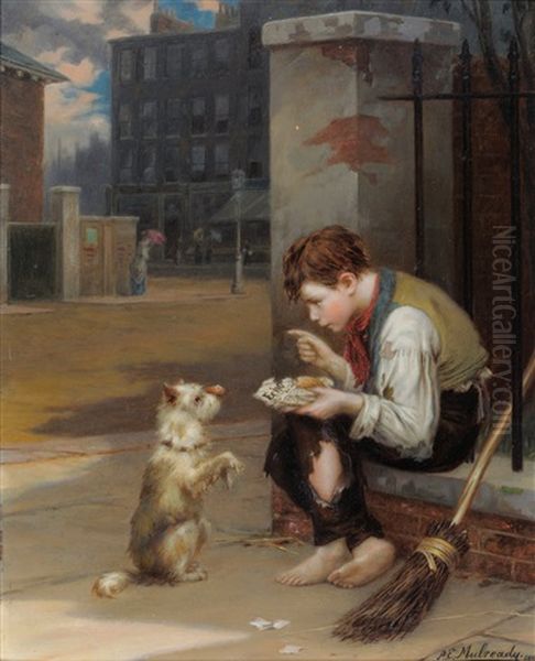 Friends In Need Oil Painting by Augustus Edwin Mulready
