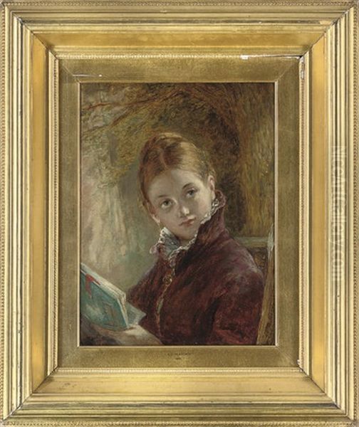 A Quiet Read Oil Painting by Augustus Edwin Mulready