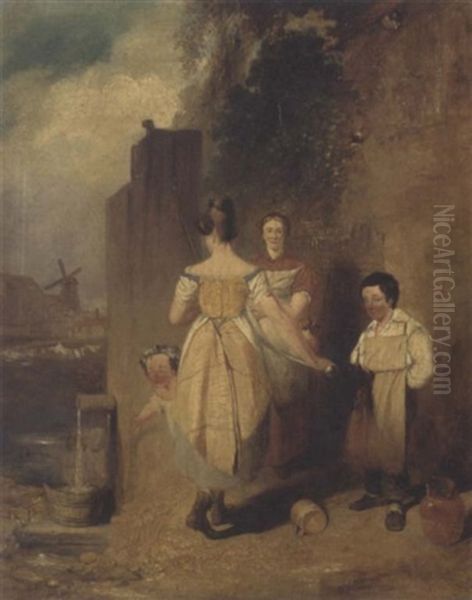 The Water Pipe Oil Painting by William Mulready