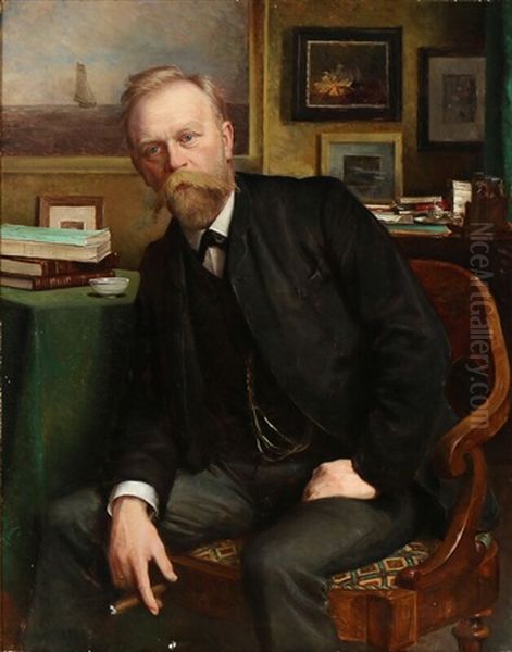 Portrait Of A Gentleman With A Cigar Oil Painting by Emilie Mundt