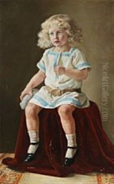Portrait Of Alf Henningsen Three Years Old Oil Painting by Emilie Mundt