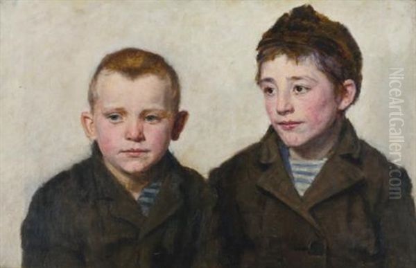 Schoolboys From Anglet Oil Painting by Emilie Mundt