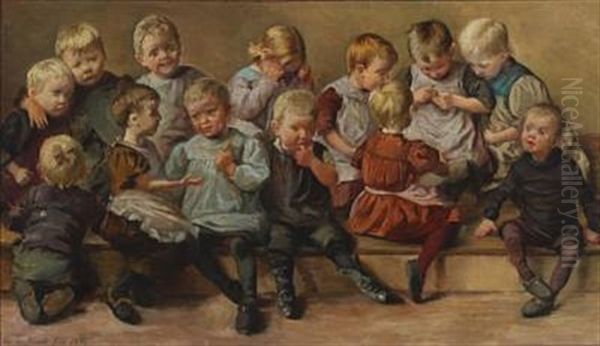 Children From A Foster Home Oil Painting by Emilie Mundt