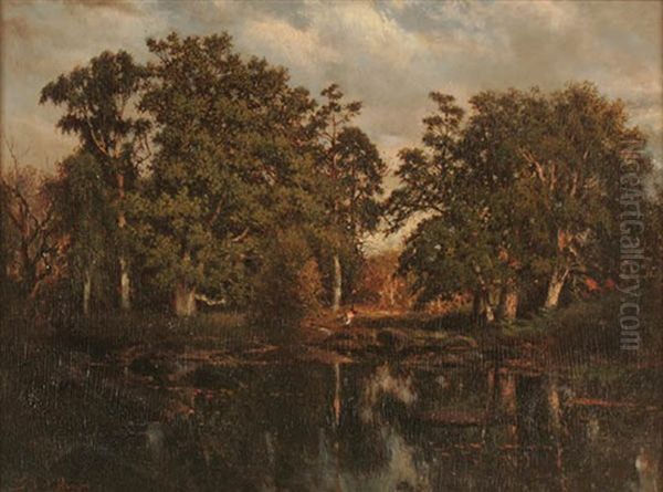 A River Landscape At Twilight Oil Painting by Gilbert Davis Munger