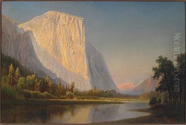 A Small Encampment, El Capitan, In Yosemite Valley Oil Painting by Gilbert Davis Munger