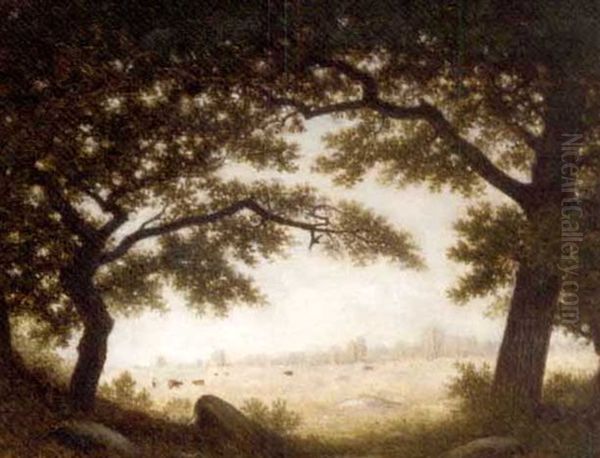 Cattle Grazing Oil Painting by Gilbert Davis Munger