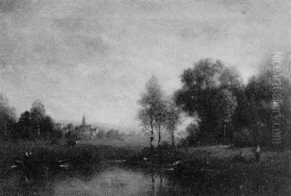 French Countryside Oil Painting by Gilbert Davis Munger