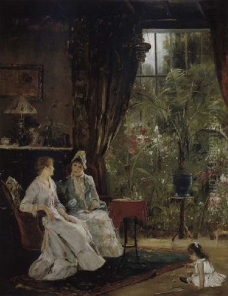 Intime Unterhaltung Oil Painting by Mihaly Munkacsy