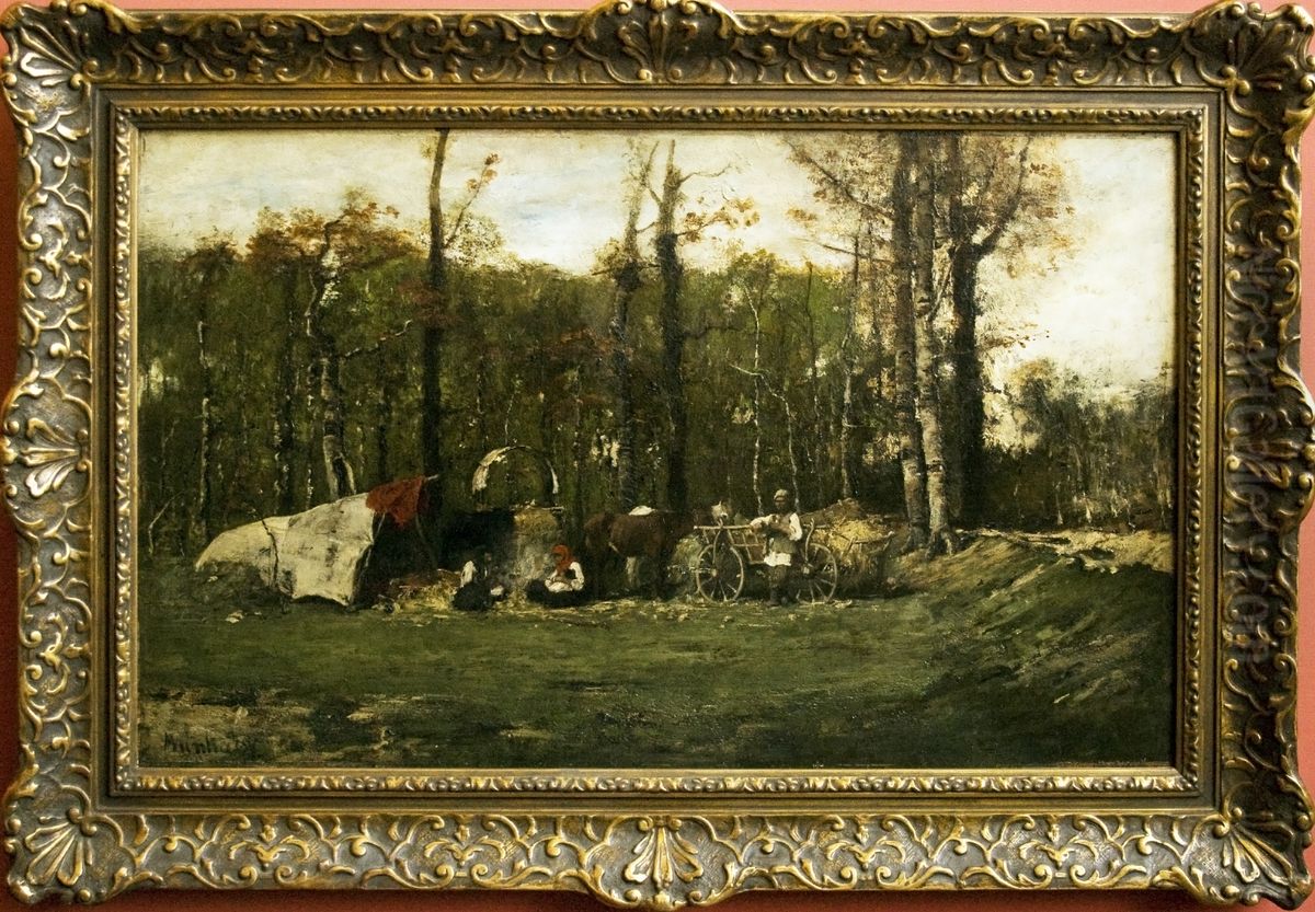 Gypsy Camp Oil Painting by Mihaly Munkacsy