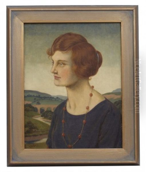 Ung Kvinna Med Halsband Oil Painting by John Bernard Munns