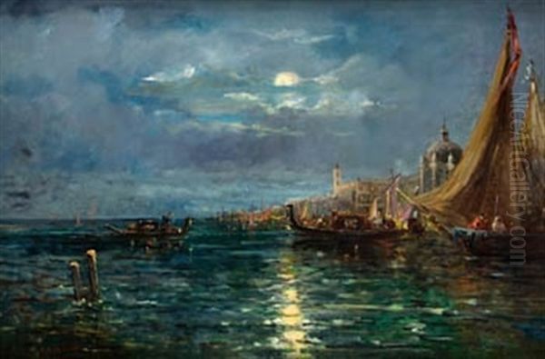 Nocturno En La Laguna De Venecia Oil Painting by Antonio Munoz Degrain