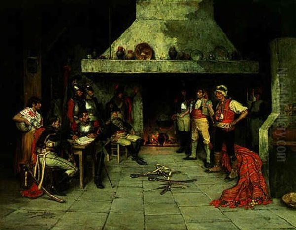 Le Conseil De Guerre Oil Painting by Domingo Munoz y Cuesta