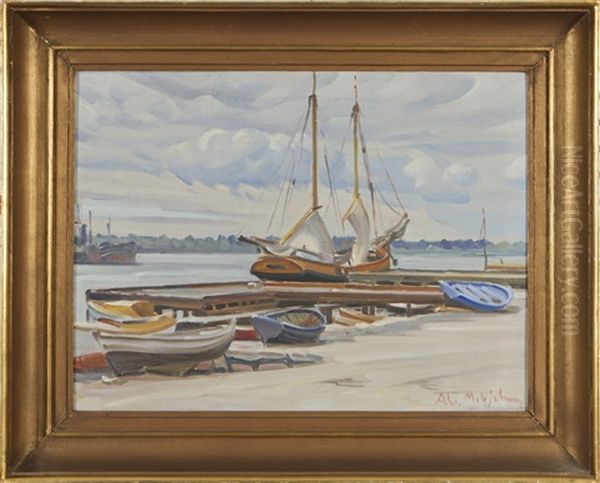 Jetty Oil Painting by Ali Munsterhjelm