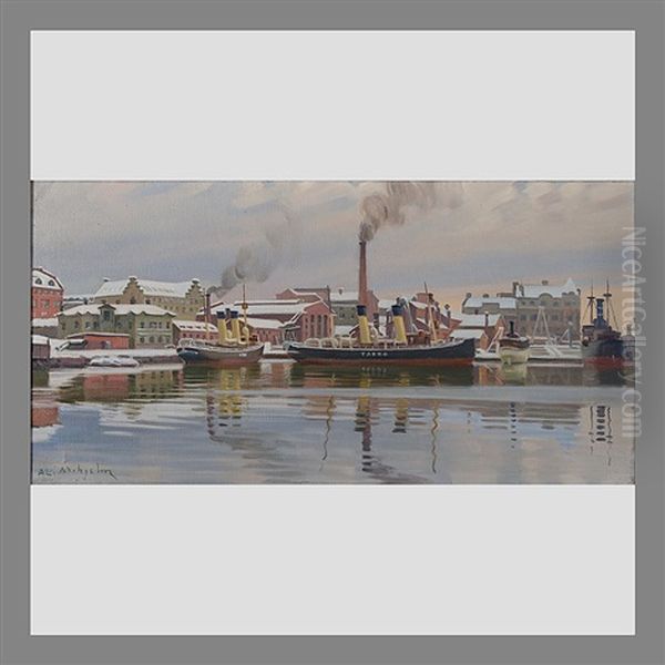 View From Hietalahdenranta, Helsinki Oil Painting by Ali Munsterhjelm