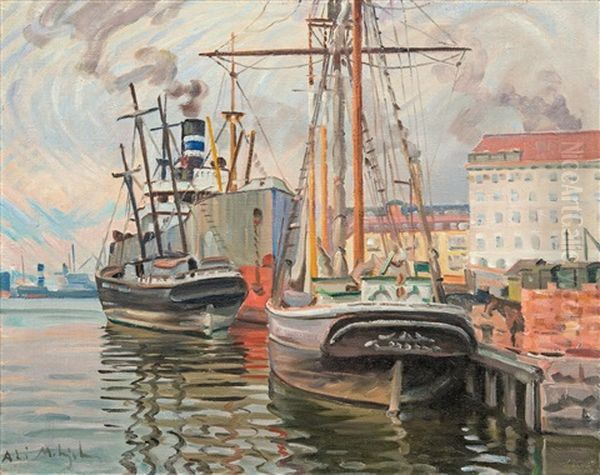 From The Harbour Of Helsinki Oil Painting by Ali Munsterhjelm