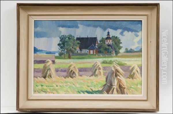 Lahestyva Kesasade - Annalkande Sommarregn Oil Painting by Ali Munsterhjelm