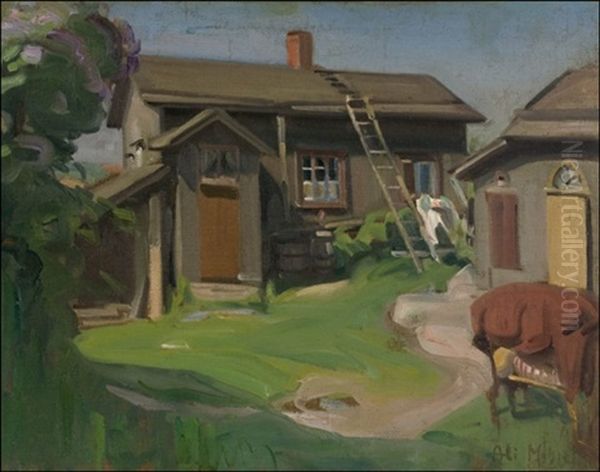 Pihakuva, Vanhaa Turkua Oil Painting by Ali Munsterhjelm