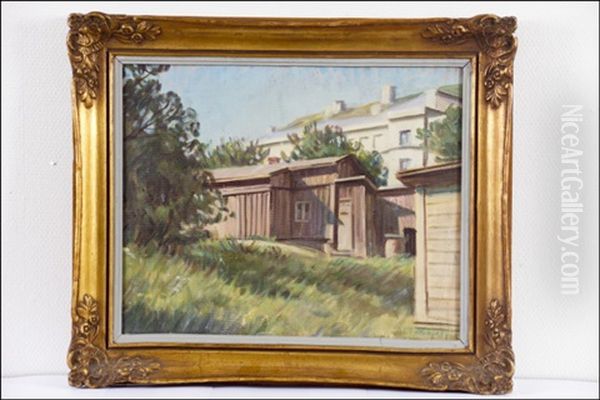 Vanha Puutalo Turussa (gammalt Trahus I Abo) Oil Painting by Ali Munsterhjelm