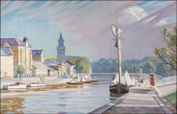 Aurajoelta Oil Painting by Ali Munsterhjelm