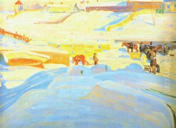 Isupptagning I Abo, Multavieru Oil Painting by Ali Munsterhjelm