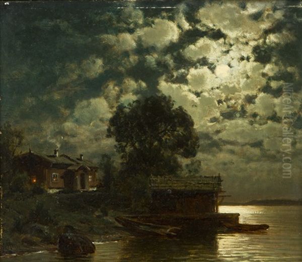Moonlight Oil Painting by Magnus Hjalmar Munsterhjelm