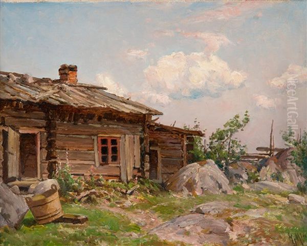 View From A Courtyard Oil Painting by Magnus Hjalmar Munsterhjelm