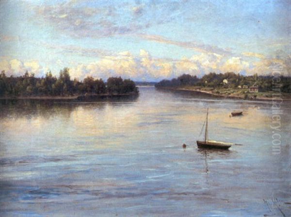 Sommarmorgon I Skargarden Oil Painting by Magnus Hjalmar Munsterhjelm