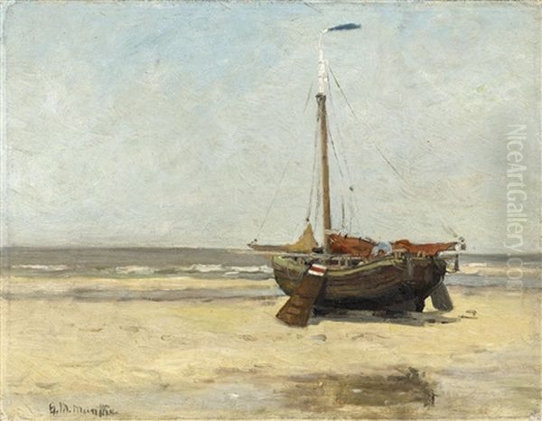 Strand Mit Aufliegendem Kustensegler Oil Painting by Gerhard Arij Ludwig Morgenstje Munthe