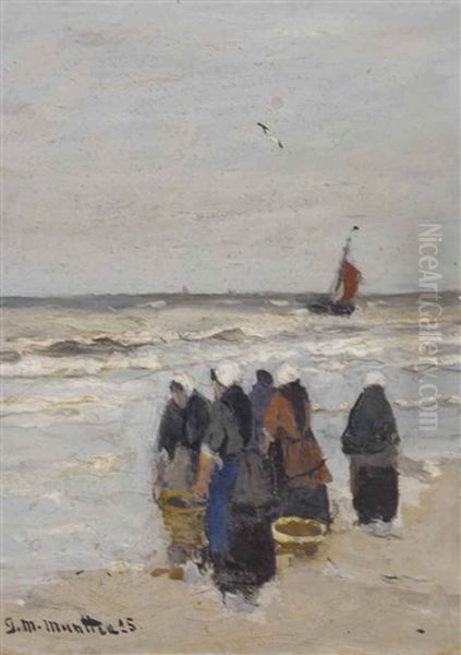 Awaiting The Catch Oil Painting by Gerhard Arij Ludwig Morgenstje Munthe