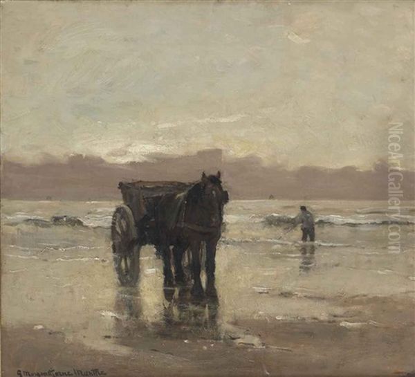 Seaweed Gathering Oil Painting by Gerhard Arij Ludwig Morgenstje Munthe