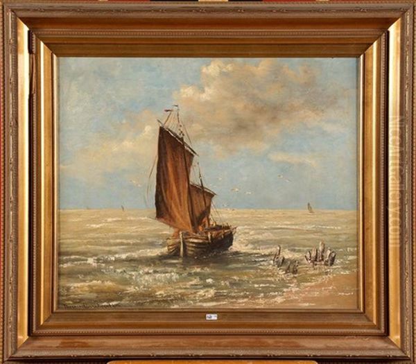Chalutier En Mer Oil Painting by Gerhard Arij Ludwig Morgenstje Munthe