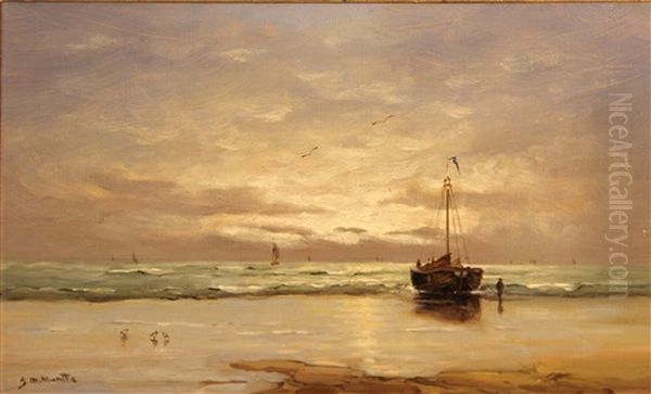 After The Day's Catch Oil Painting by Gerhard Arij Ludwig Morgenstje Munthe