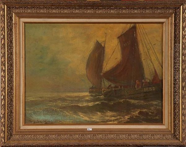 Marine Oil Painting by Gerhard Arij Ludwig Morgenstje Munthe