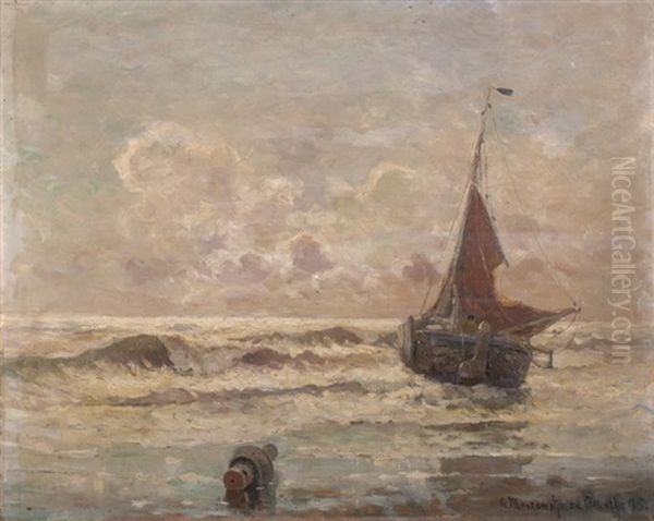 Segelboot Auf Bewegter See Oil Painting by Gerhard Arij Ludwig Morgenstje Munthe