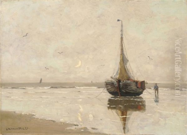 Abendstimmung Am Wattenmeer Oil Painting by Gerhard Arij Ludwig Morgenstje Munthe