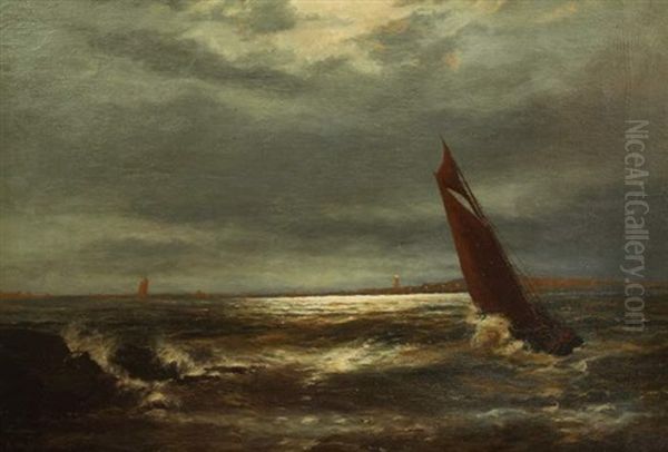 Meereslandschaft Mit Segelschiffen Oil Painting by Gerhard Arij Ludwig Morgenstje Munthe