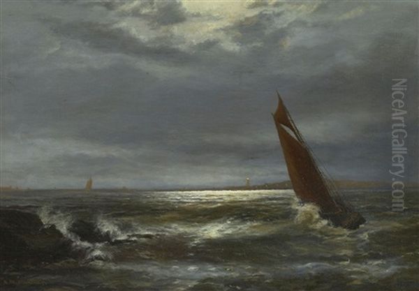 Meereslandschaft Mit Segelboot Oil Painting by Gerhard Arij Ludwig Morgenstje Munthe