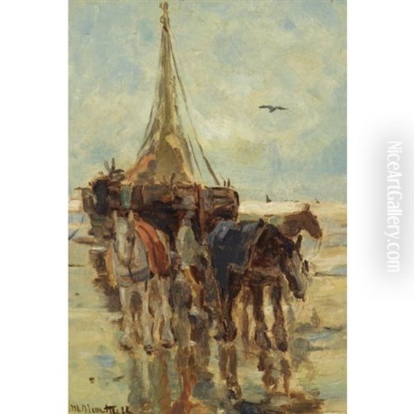 Bringing In The Catch Oil Painting by Gerhard Arij Ludwig Morgenstje Munthe