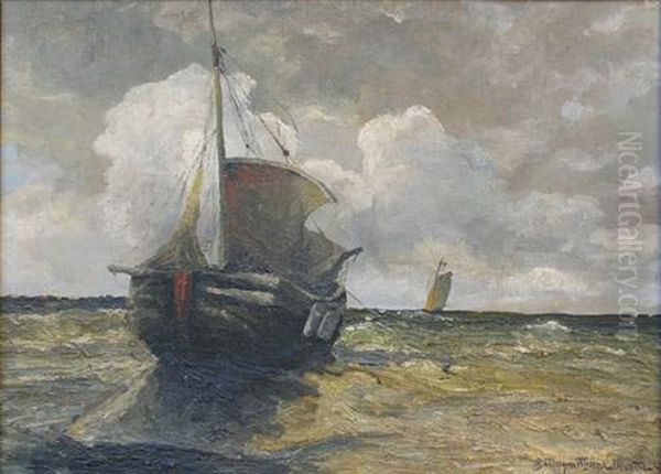 Marine Oil Painting by Gerhard Arij Ludwig Morgenstje Munthe