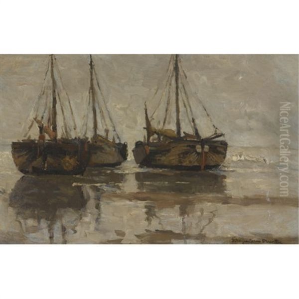 Bomschuiten In The Breakers Oil Painting by Gerhard Arij Ludwig Morgenstje Munthe