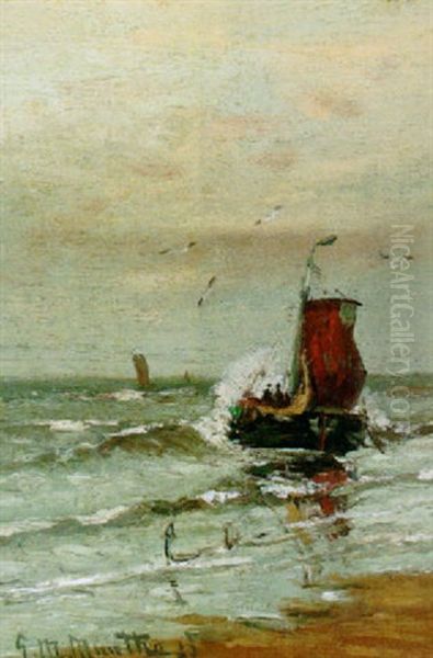Bomschuiten At Sea Oil Painting by Gerhard Arij Ludwig Morgenstje Munthe