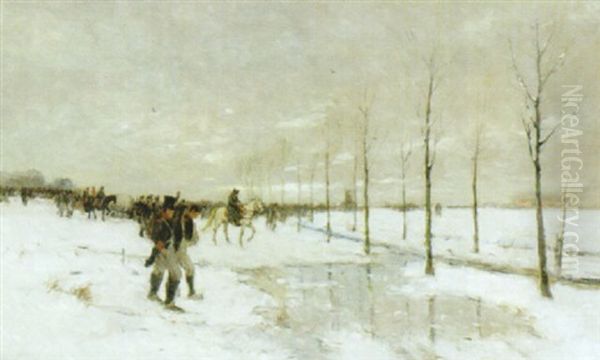 Napoleons Arme Pa Vinterklatt Falt Oil Painting by Gerhard Arij Ludwig Morgenstje Munthe