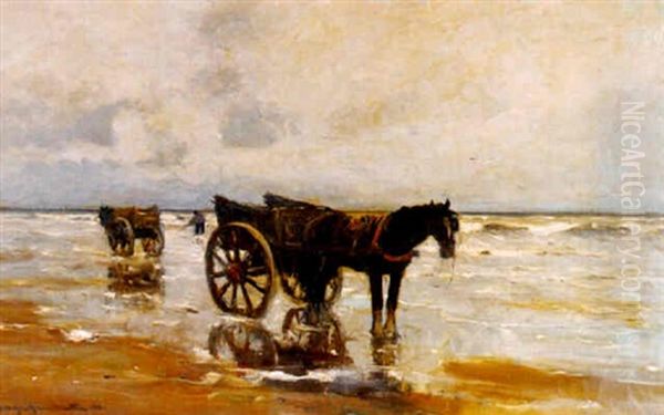 Garnalenvissers Aan Het Strand Oil Painting by Gerhard Arij Ludwig Morgenstje Munthe