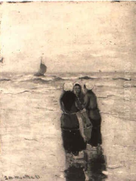 Vissersvrouwen Op Het Strand Oil Painting by Gerhard Arij Ludwig Morgenstje Munthe