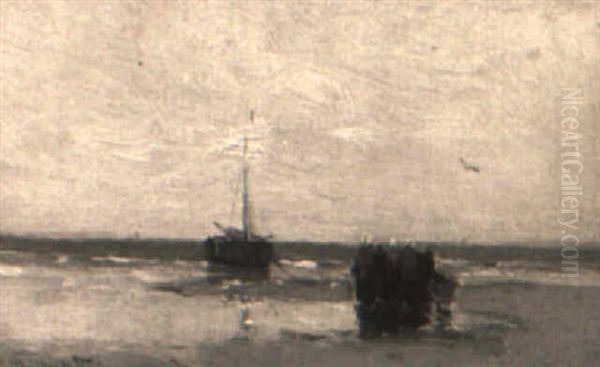 Zeegezicht Bij Katwijk Oil Painting by Gerhard Arij Ludwig Morgenstje Munthe