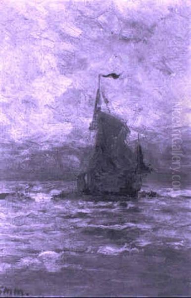 A Bomschuit In The Breakers Oil Painting by Gerhard Arij Ludwig Morgenstje Munthe